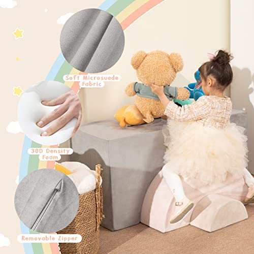 LOAOL Climbing Playset for Toddler, Rainbow Kids Couch, Children Play Couch for Playroom, Soft Foam Climbing & Crawling Playset for Creativity & Imagination, Kids Playroom Furniture