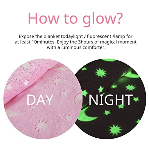HOMBYS Glow in The Dark Comforter Set 5 Piece Twin/Twin XL with Sheets, Pink Velvet Bedding Comforter Sets for Twin Bed, Ultra Soft Down Alternative Comforter for Teenage Girls Kids, Bed in a Bag