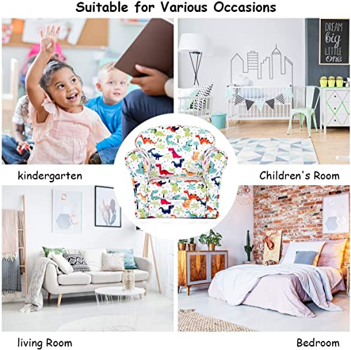 Olakids Kids Sofa, Children Armrest Chair with Cute Pattern, Lightweight Toddler Couch with Sturdy Wood Construction, Portable Mini Chair Furniture for Preschool Playroom Boys Girls (Dinosaur)