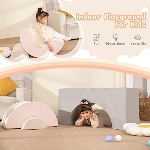 LOAOL Climbing Playset for Toddler, Rainbow Kids Couch, Children Play Couch for Playroom, Soft Foam Climbing & Crawling Playset for Creativity & Imagination, Kids Playroom Furniture