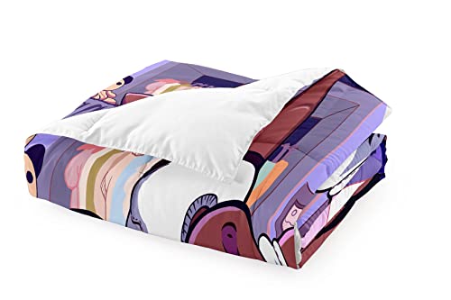 FJKJHKGJ Black Girl Magic Comforter Set for Queen Bed Girls Queen Size Bedding Sets Purple African American Pattern Microfiber 3 Piece Quilt Set Gift for Black Women Girls, 1 Comforter + 2 Pillowcase