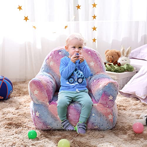 fond + found Toddler Chair, Glow in The Dark Kids Sofa Bean Bag Chair for Kids Children Couch Toddler Sofa Chair Mini Sofa Armrest Chair for Children, Lightweight Children Sofa Chair