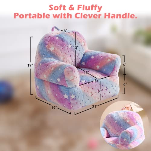 fond + found Toddler Chair, Glow in The Dark Kids Sofa Bean Bag Chair for Kids Children Couch Toddler Sofa Chair Mini Sofa Armrest Chair for Children, Lightweight Children Sofa Chair