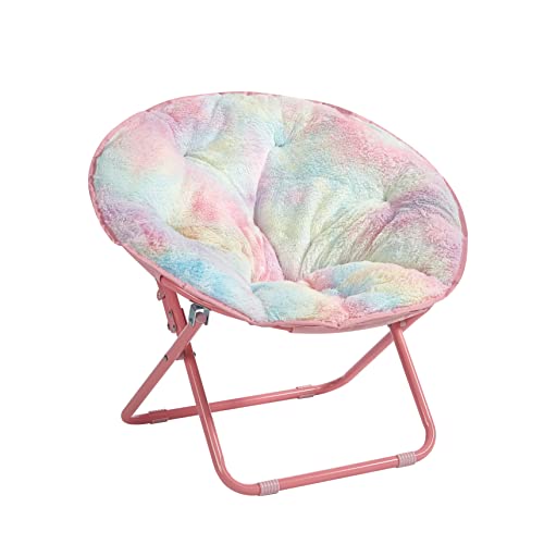 Heritage Kids Rainbow Faux Fur Kids Folding Saucer Chair
