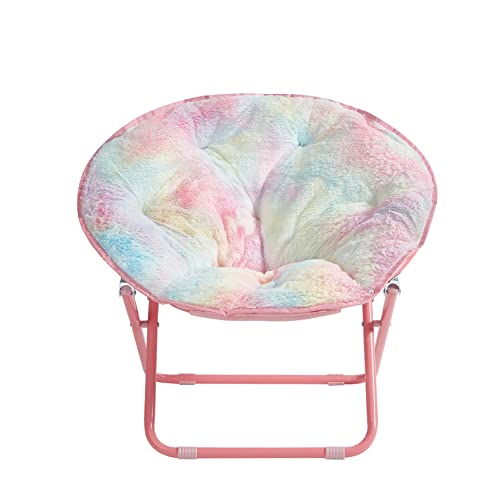 Heritage Kids Rainbow Faux Fur Kids Folding Saucer Chair