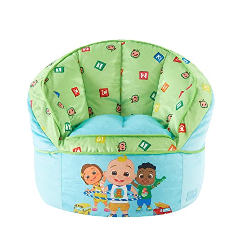 Idea Nuova Cocomelon Blue Round Bean Bag Chair for Kids, Ages 3+, Large