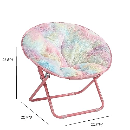 Heritage Kids Rainbow Faux Fur Kids Folding Saucer Chair