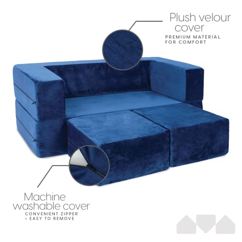 Milliard Kids Couch - Modular Kids Sofa for Toddler and Baby Playroom/Bedroom Furniture (Navy Blue)