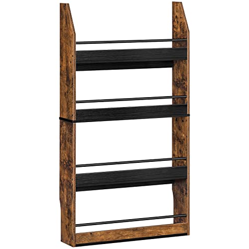 HOOBRO Kids Bookshelf, 4 Tiers Children’s Bookcase Rack, Toy Storage Bookshelf, 23.6"L x 5.9"W x 46.5"H, Save Space, Sturdy Bookshelf for Kids, for Nursery, Bedroom, Rustic Brown and Black BF128SJ01