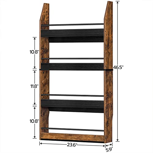 HOOBRO Kids Bookshelf, 4 Tiers Children’s Bookcase Rack, Toy Storage Bookshelf, 23.6"L x 5.9"W x 46.5"H, Save Space, Sturdy Bookshelf for Kids, for Nursery, Bedroom, Rustic Brown and Black BF128SJ01