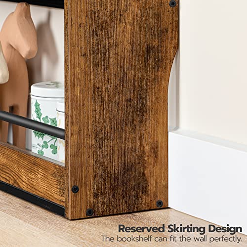 HOOBRO Kids Bookshelf, 4 Tiers Children’s Bookcase Rack, Toy Storage Bookshelf, 23.6"L x 5.9"W x 46.5"H, Save Space, Sturdy Bookshelf for Kids, for Nursery, Bedroom, Rustic Brown and Black BF128SJ01