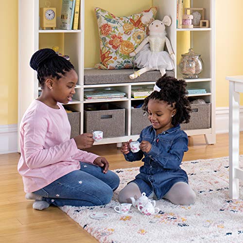 MARTHA STEWART Living and Learning Kids' Storage System (Creamy White) – Wooden Cubby with Removable Seat Cushion and Storage Bins; Reading Nook Bookcase and Bedroom Organizer