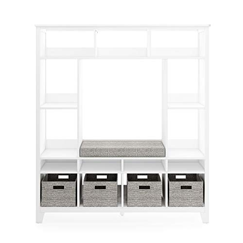 MARTHA STEWART Living and Learning Kids' Storage System (Creamy White) – Wooden Cubby with Removable Seat Cushion and Storage Bins; Reading Nook Bookcase and Bedroom Organizer