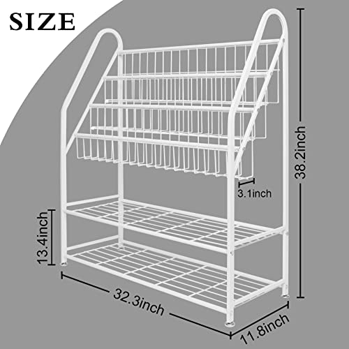 aboxoo Metal Kids Bookshelf Freestanding Bookcase for Children Room 32 in Toy Organizer Large Modern MinimalistWhite Stable Metel Bookstore Bedroom, Living, Library Book Unit Storage