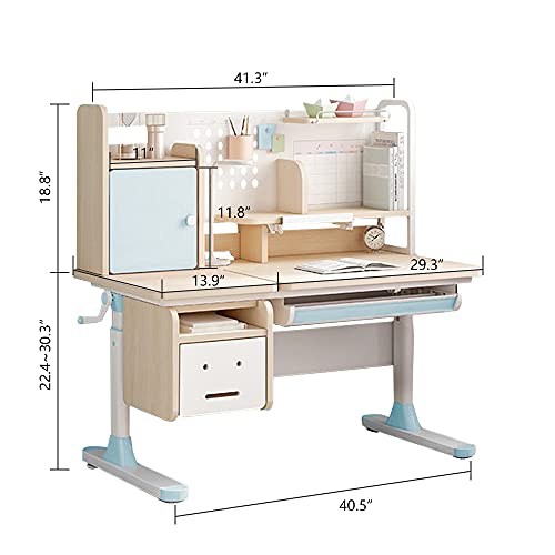 FCD Ergonomic Multi Function Wood Adjustable Kids Study Desk Drafting Table and Computer Station with Children Study Chair
