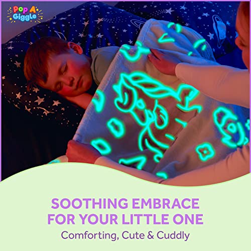 Glow in The Dark Blanket – Soft Kids Blanket for Boys & Girls – Cute Glowing Farmhouse Animals Print Fuzzy Throw – Plush, Warm & Cozy Blanket for Your Toddler - Perfect Size 50x60 Inches