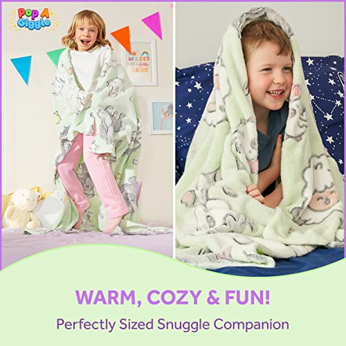 Glow in The Dark Blanket – Soft Kids Blanket for Boys & Girls – Cute Glowing Farmhouse Animals Print Fuzzy Throw – Plush, Warm & Cozy Blanket for Your Toddler - Perfect Size 50x60 Inches