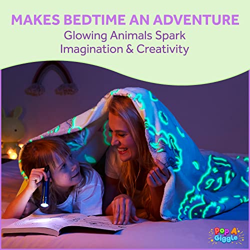 Glow in The Dark Blanket – Soft Kids Blanket for Boys & Girls – Cute Glowing Farmhouse Animals Print Fuzzy Throw – Plush, Warm & Cozy Blanket for Your Toddler - Perfect Size 50x60 Inches