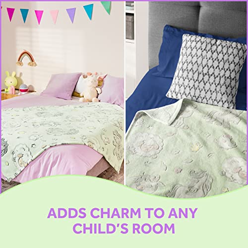 Glow in The Dark Blanket – Soft Kids Blanket for Boys & Girls – Cute Glowing Farmhouse Animals Print Fuzzy Throw – Plush, Warm & Cozy Blanket for Your Toddler - Perfect Size 50x60 Inches