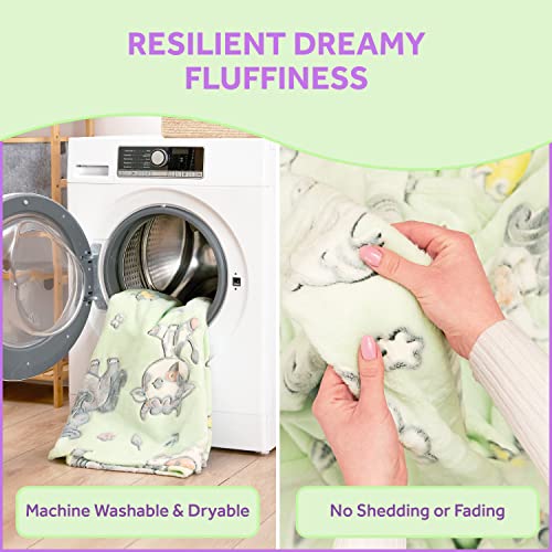 Glow in The Dark Blanket – Soft Kids Blanket for Boys & Girls – Cute Glowing Farmhouse Animals Print Fuzzy Throw – Plush, Warm & Cozy Blanket for Your Toddler - Perfect Size 50x60 Inches