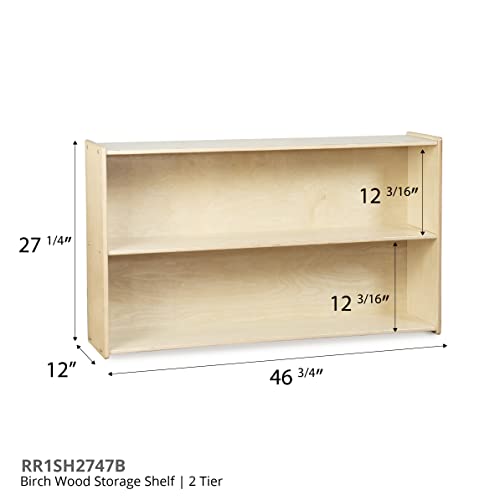 RRI Goods 2-Shelf Montessori Bookshelf, 47" Wide Horizontal Toddler Bookshelf, Kids Bookcase and Toy Organizer, Wooden Kid Storage for Books, Toys, Puzzles, Arts and Craft