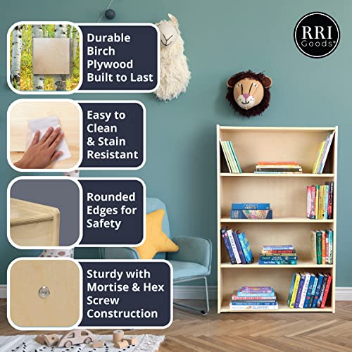 RRI Goods 2-Shelf Montessori Bookshelf, 47" Wide Horizontal Toddler Bookshelf, Kids Bookcase and Toy Organizer, Wooden Kid Storage for Books, Toys, Puzzles, Arts and Craft