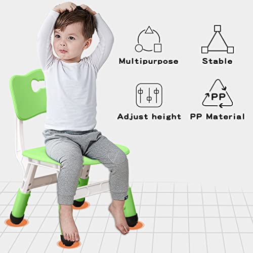 Adjustable Kid Chairs Indoor 3 Level Adjustable Suitable for Children Age 2-6. Maximum Load-Bearing 220LBS Suitable for Family Classroom and Nursery Child Seat Set (2-Pack-Green)