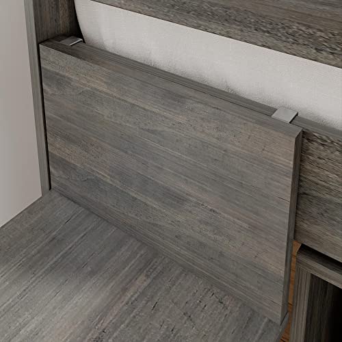 Max & Lily Modern Farmhouse Low Loft Bed, Twin Bed Frame for Kids with 3-Drawer Dresser, 2-Shelf Bookcase and Hook-on Desk, Driftwood