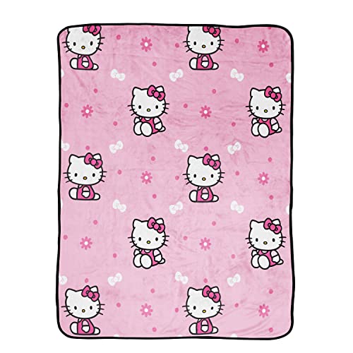 Hello Kitty Hello Girly Mini Pillow Buddy and 46 Inch x 60 Inch Throw Set - Kids Super Soft 2 Piece Blanket Set (Official Hello Kitty Product)