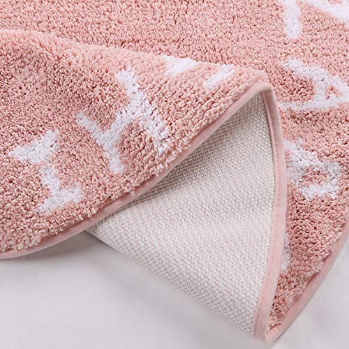 Lahome Pink Round Rug for Girls Bedroom - 3' Circle Nursery Rug for Kids Room Washable Non-Slip ABC Alphabet Baby Kids Rug Carpet for Bedroom Girls Playroom Nursery Rug Decor (3' Diameter, Pink)