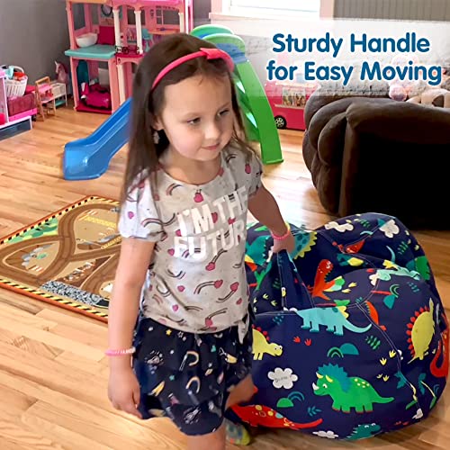 Lukeight Stuffed Animal Storage Bean Bag Chair for Kids, Stuffed Animal Bean Bag Storage, Dinosaur Bean Bag for Stuffed Animals Storage, Dinosaur Bean Bag Chair Cover, (No Beans) Large