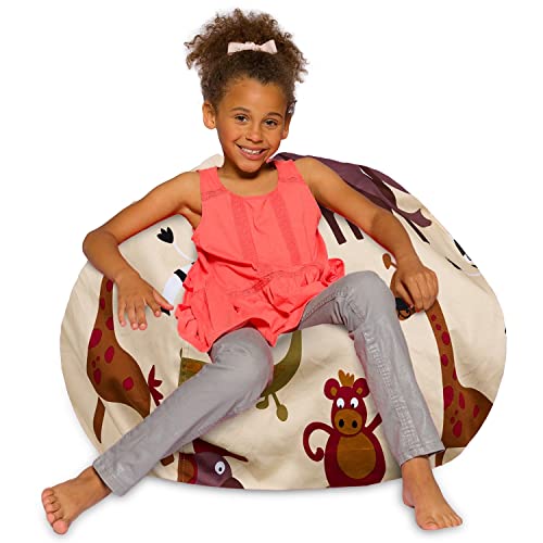 Posh Beanbags Bean Bag Chair, Large Machine Washable - Canvas White Stars on Gray