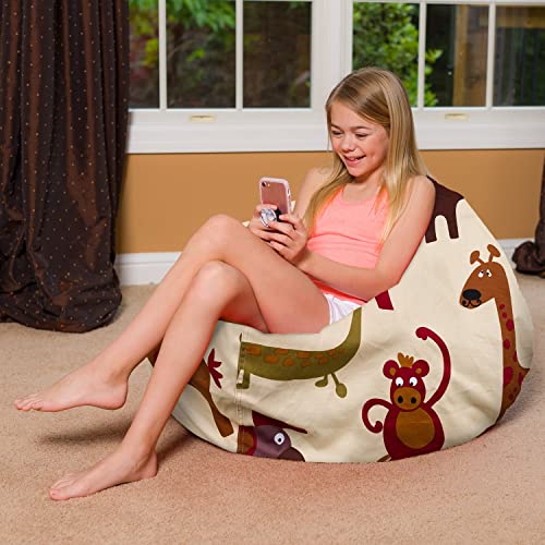 Posh Beanbags Bean Bag Chair, Large Machine Washable - Canvas White Stars on Gray
