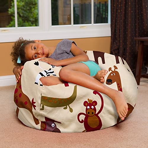 Posh Beanbags Bean Bag Chair, Large Machine Washable - Canvas White Stars on Gray