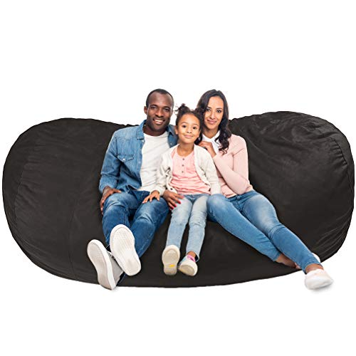 Amazon Basics Memory Foam Filled Bean Bag with Microfiber Cover, Lounger-7', Grey, Solid
