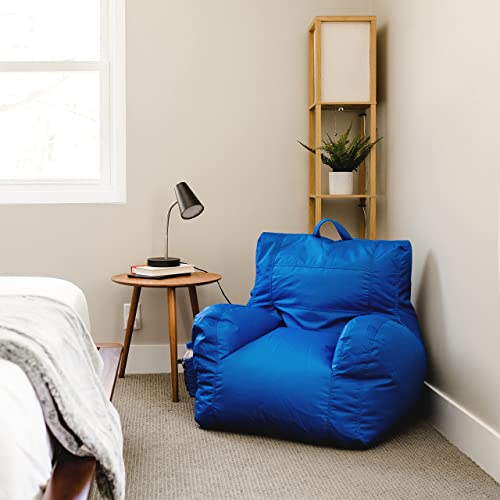 Big Joe Dorm Bean Bag Chair with Drink Holder and Pocket, Sapphire Smartmax, 3ft