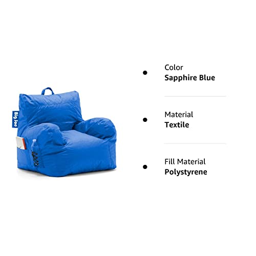Big Joe Dorm Bean Bag Chair with Drink Holder and Pocket, Sapphire Smartmax, 3ft