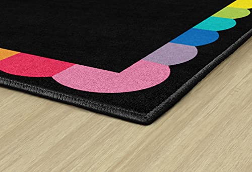 Flagship Carpets Schoolgirl Style Rainbow Scallop Classroom Area Rug for Indoor Classroom Learning or Kid Bedroom Educational Play Mat, 7'6"x12', Multicolor