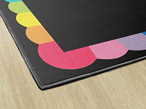 Flagship Carpets Schoolgirl Style Rainbow Scallop Classroom Area Rug for Indoor Classroom Learning or Kid Bedroom Educational Play Mat, 7'6"x12', Multicolor