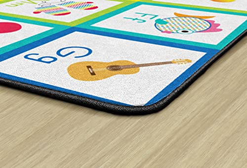 Flagship Carpets Schoolgirl Style Rainbow Alphabet Criss Cross Applesauce Classroom Area Rug for Indoor Classroom Learning or Kid Bedroom Educational Play Mat, 7'6"x12', Multicolor