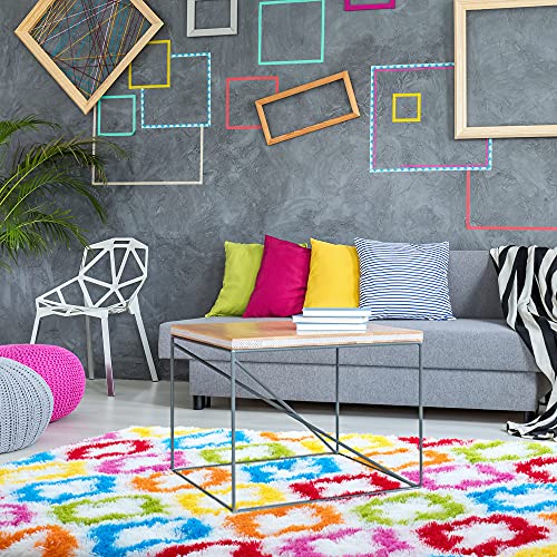 Tepook Colorful Fluffy Rainbow Kids Rug, 3x5 ft