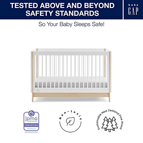 Delta Children babyGap Tate 4-in-1 Convertible Crib - Greenguard Gold Certified, Bianca White/Natural