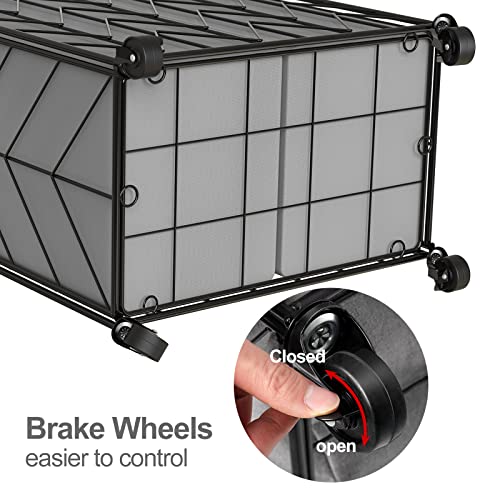 WOWLIVE Laundry Basket with Wheels, Heavy Duty Laundry Hamper with Wood Lid, Clothes Hamper with Divided Removable Liner Bag, Large Capacity Iron-Made Laundry Sorter Laundry Room Organization (Grey)