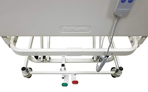 Tuffcare Century Deluxe Low Bed, 5 Function Full Electric Long Term Care Bed with High Density Foam Mattress & Half Rail Package (36" W x 80" L) 600lbs Weight Limit