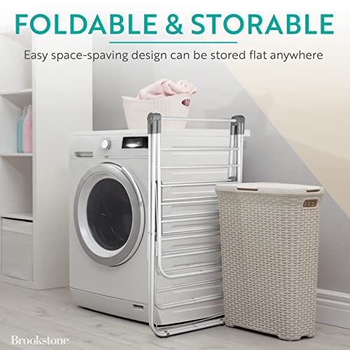 Brookstone - Improved Version - [2 Tier Double Spaced] Foldable Clothes Drying Rack, Collapsible Laundry Hanger [Ready Out of The Box] 53” Height x 21" Inner Width”