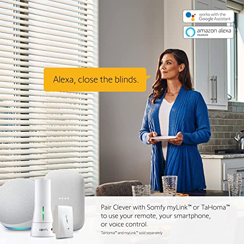 Somfy Clever Tilt Blind Motor Kit - Fits Your Existing 2" Horizontal Blinds - Smart Blinds for Security, Glare, & Natural Light - Automatic Blinds Opener - Includes Remote, Motor, and Charger