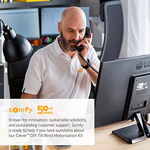 Somfy Clever Tilt Blind Motor Kit - Fits Your Existing 2" Horizontal Blinds - Smart Blinds for Security, Glare, & Natural Light - Automatic Blinds Opener - Includes Remote, Motor, and Charger
