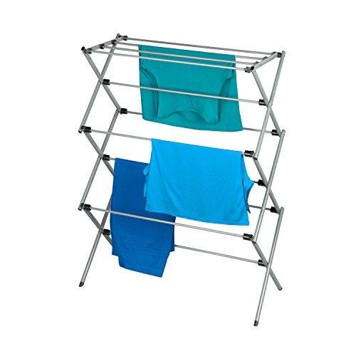 Honey-Can-Do Deluxe Metal Collapsible Clothes Drying Rack, 50 lbs, 29" x 14.2" x 42.1", White & Grey