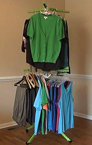 Home Solution Foldable Garment & Clothes Drying Rack, 2-Tier Adjustable Height, 60 Garments, Stainless Steel, Sturdy 4 Legs, Wheels