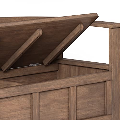 SIMPLIHOME Adams SOLID WOOD 48 inch Wide Entryway Storage Bench with Safety Hinge, Multifunctional Rustic in Rustic Natural Aged Brown